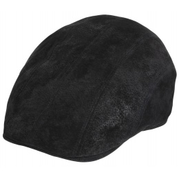 Black Leather Manatee Flat Cap - Traclet