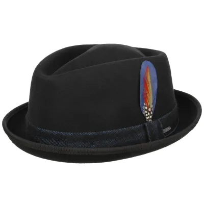 Diamond Porkpie Black Hat - Stetson - Stetson boutique Reference: 19407| Chapellerie Traclet
