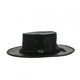 Squashy Black Kangaroo Leather Hat - Barmah