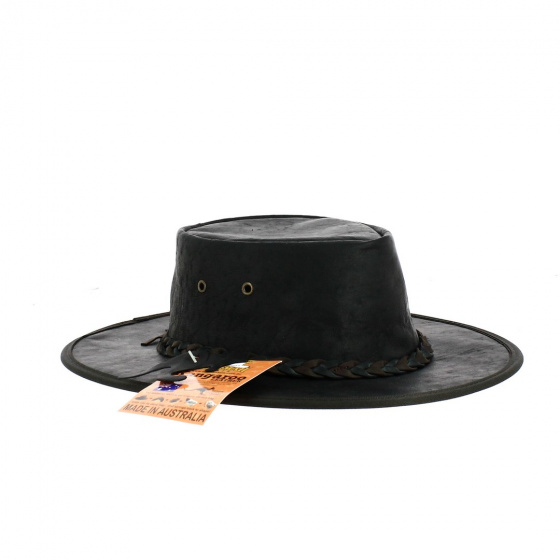 Chapeau Cuir Kangourou Squashy Noir - Barmah
