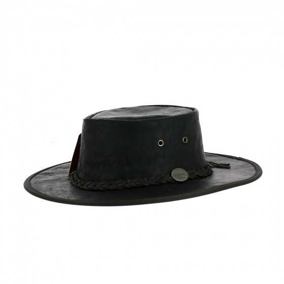 Black Squashy Kangaroo Leather Hat - Barmah