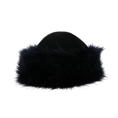 Ivanova Leather & Faux Fur Blue Toque - Traclet Reference: 4266 | Traclet Hat Shop
