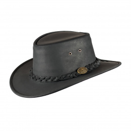 Scippis Black Leather Bushman Hat