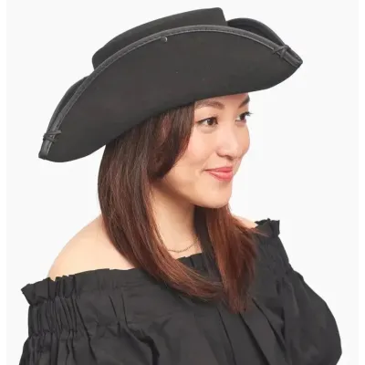 Leather Tricorn Hat - Captain Morgan leather Reference: 19430| Chapellerie Traclet