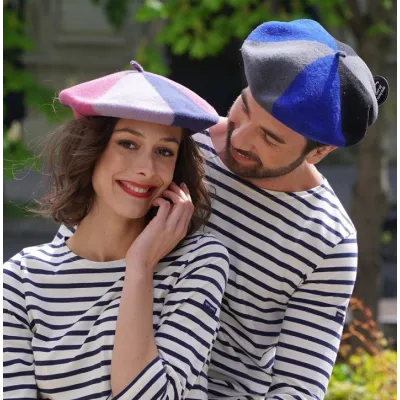 Blue Gray & Black Trio Beret - Le Béret Français Reference: 19433 | Chapellerie Traclet