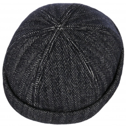 Navy Herringbone Wool Docker Beanie - Hammaburg