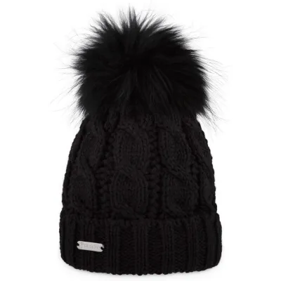 Black Calgary Fur Pompom Beanie - Pipolaki Reference: 4172 | Traclet Hat Shop