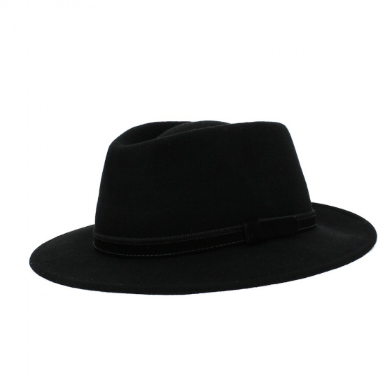 Traveller Paris Hat Black Wool Felt Earflaps - Fléchet