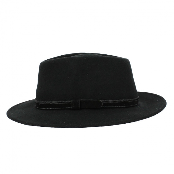 Traveller Paris Hat with Ear Flaps Wool Felt Black - Fléchet