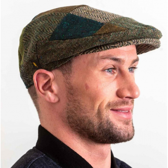 Barcode Patchwork Pure Wool Flat Cap - Hatman