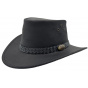 Australian Leather Hat Wallaroo Oil Black - Jacaru