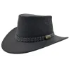 Chapeau Cuir Australien Wallaroo Oil Noir - Jacaru