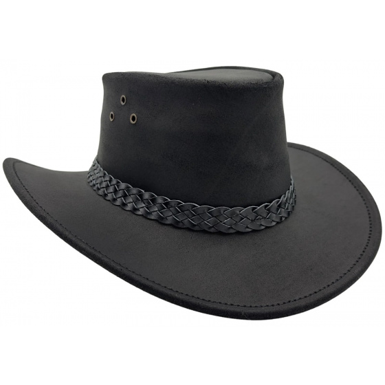 Australian Leather Hat Wallaroo Oil Black - Jacaru Australian Leather Hat Wallaroo Oil Black - Jacaru