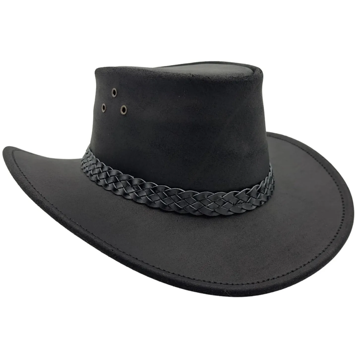 Chapeau Cuir Australien Wallaroo Oil Noir - Jacaru uv  UPF 50+- Jacaru Australia Reference : 19487| Chapellerie Traclet