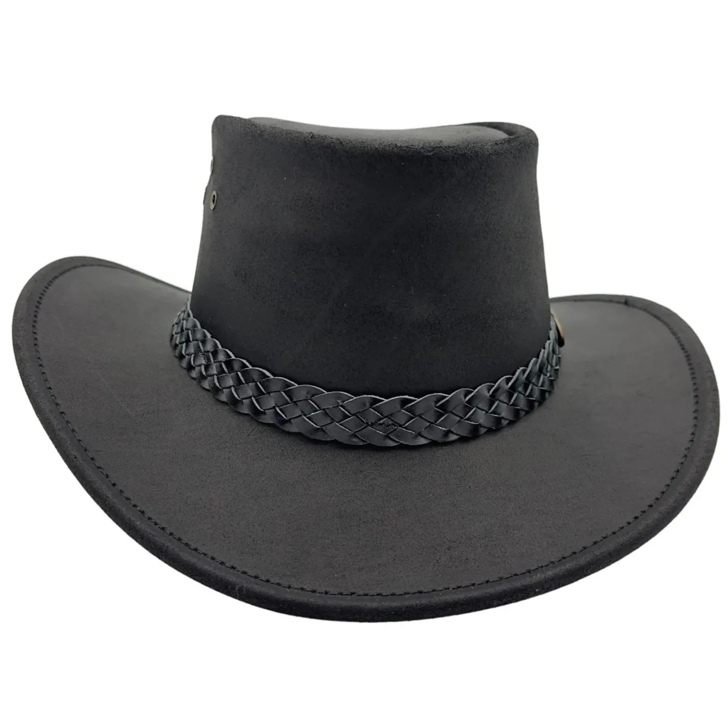 Chapeau Cuir Australien Wallaroo Oil Noir - Jacaru uv  UPF 50+- Jacaru Australia Reference : 19487| Chapellerie Traclet