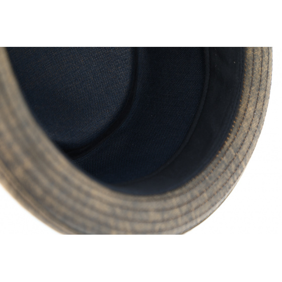Brown Cotton Porkpie Bari Hat - Traclet