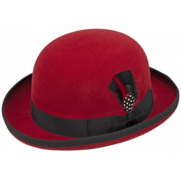 Foldable Marius Bowler Hat Red Felt - Traclet