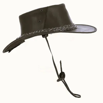 Chapeau Traveller Bandjo Cuir Marron - Aussie Apparel