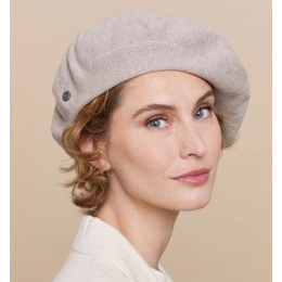 Greige Cotton Maxi Plumes Beret - Laulhère