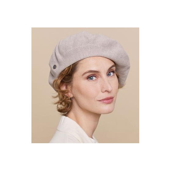 Greige Cotton Maxi Plumes Beret - Laulhère