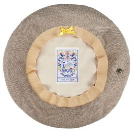 Greige Cotton Maxi Plumes Beret - Laulhère