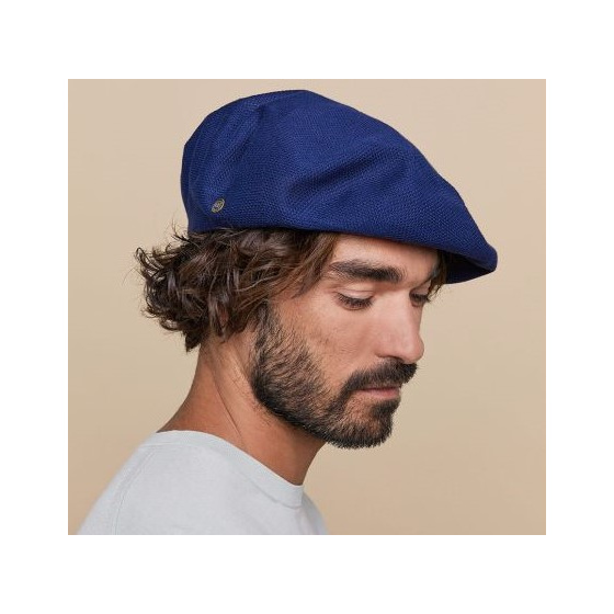 Blue Cotton Maxi Plumes Beret - Laulhère