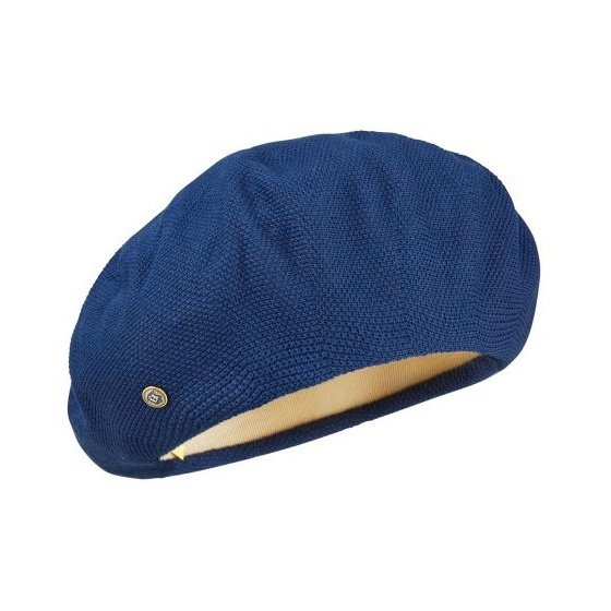 Blue Cotton Maxi Plumes Beret - Laulhère