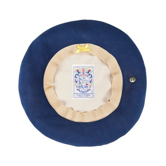 Blue Cotton Maxi Plumes Beret - Laulhère