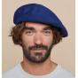 Blue Cotton Maxi Plumes Beret - Laulhère