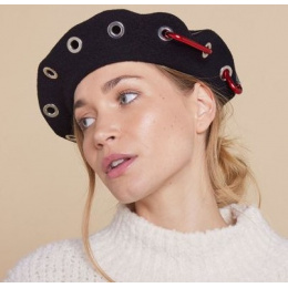 Black Wool Tartaro Beret - Heritage by Laulhère