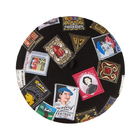 Oihana Patch Wool Black Beret - Heritage by Laulhère