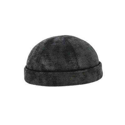 Bonnet Docker simili cuir Noir - Reference : 19593| Chapellerie Traclet