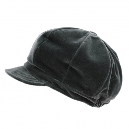 Grey Lisa velvet newsboy cap