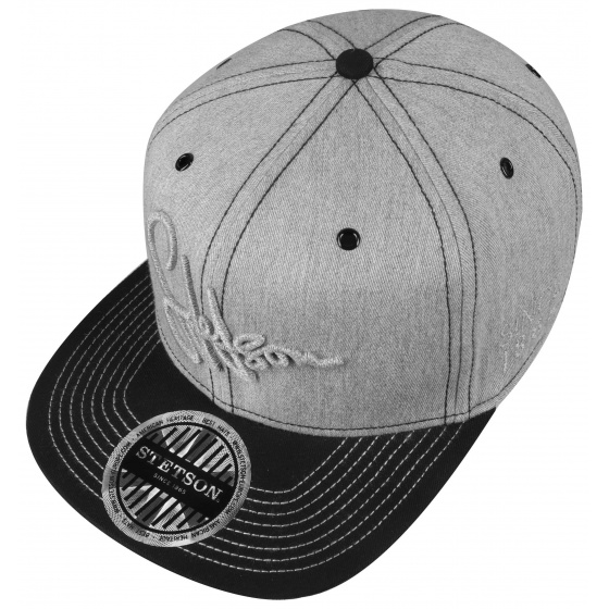 Grey Flat Visor Snapback Cap - Stetson