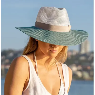 Chapeau Fedora Fiona Blanc et vert UPF50+ - House of Ord
