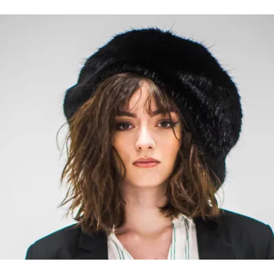 Black Faux Fur Beret - Traclet | Reference: 17164 | Traclet Hat Shop