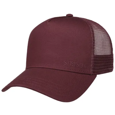 Burgundy Cotton Baseball Trucker Cap Stetson Reference: 19669| Chapellerie Traclet