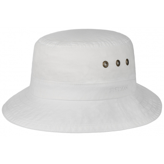 Reston Organic Cotton White Bucket Hat - Stetson