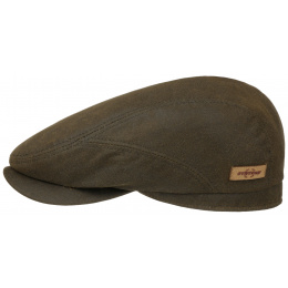 Olive Waxed Cotton Flat Driver Cap UPF 40+ - Stetson