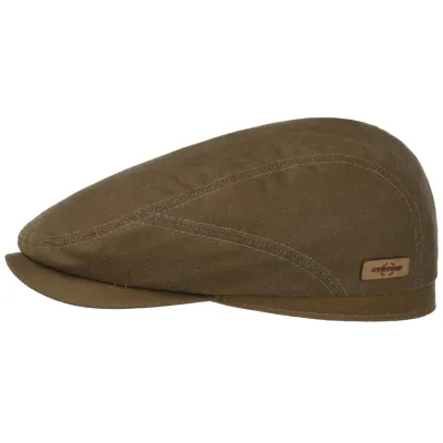 Brown Waxed Cotton Flat Driver Cap UPF 40+ - Stetson ref 16265 traclet hats