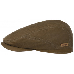 Brown Waxed Cotton Flat Driver Cap UPF 40+ - Stetson