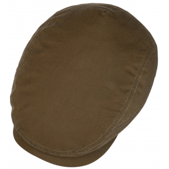 Brown Waxed Cotton Flat Driver Cap UPF 40+ - Stetson