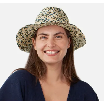 Traveller Hat Birra Paper Straw Blue & Beige - Barts ref 19734 traclet hat shop