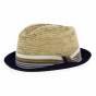 Raffia and denim Trilby Hat