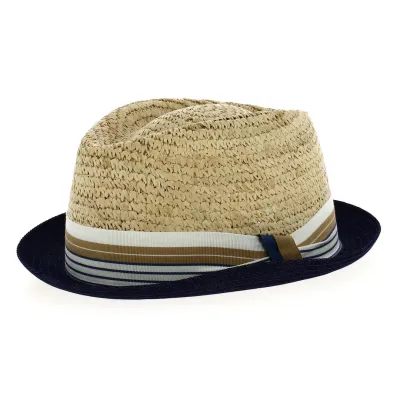 Chapeau Trilby raphia et jean