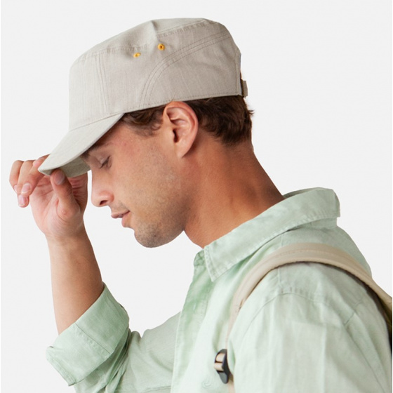 Montania Linen & Cotton Military Cap Sand - Barts