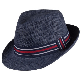 Blue Paper Straw Trilby Hat Nardo - Scippis