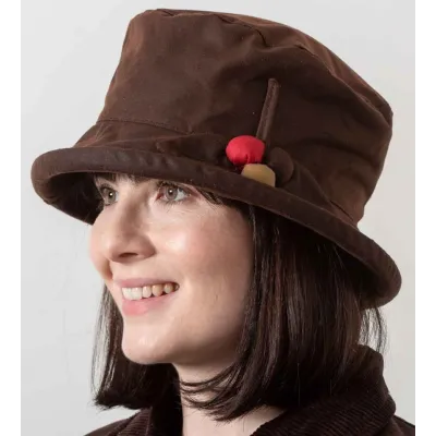 Chapeau cloche Coton Huilé Imperméable Marron - Hatman