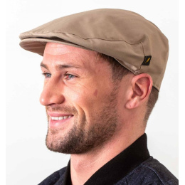 Beige Cotton Poplin Flat Cap - Hatman