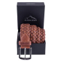 Men's Basketweave Cognac Leather Belt - Traclet